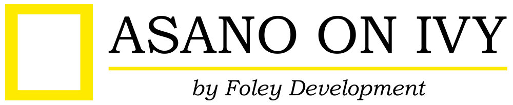 The image is a logo for "ASANO ON IVY" by Foley Development.